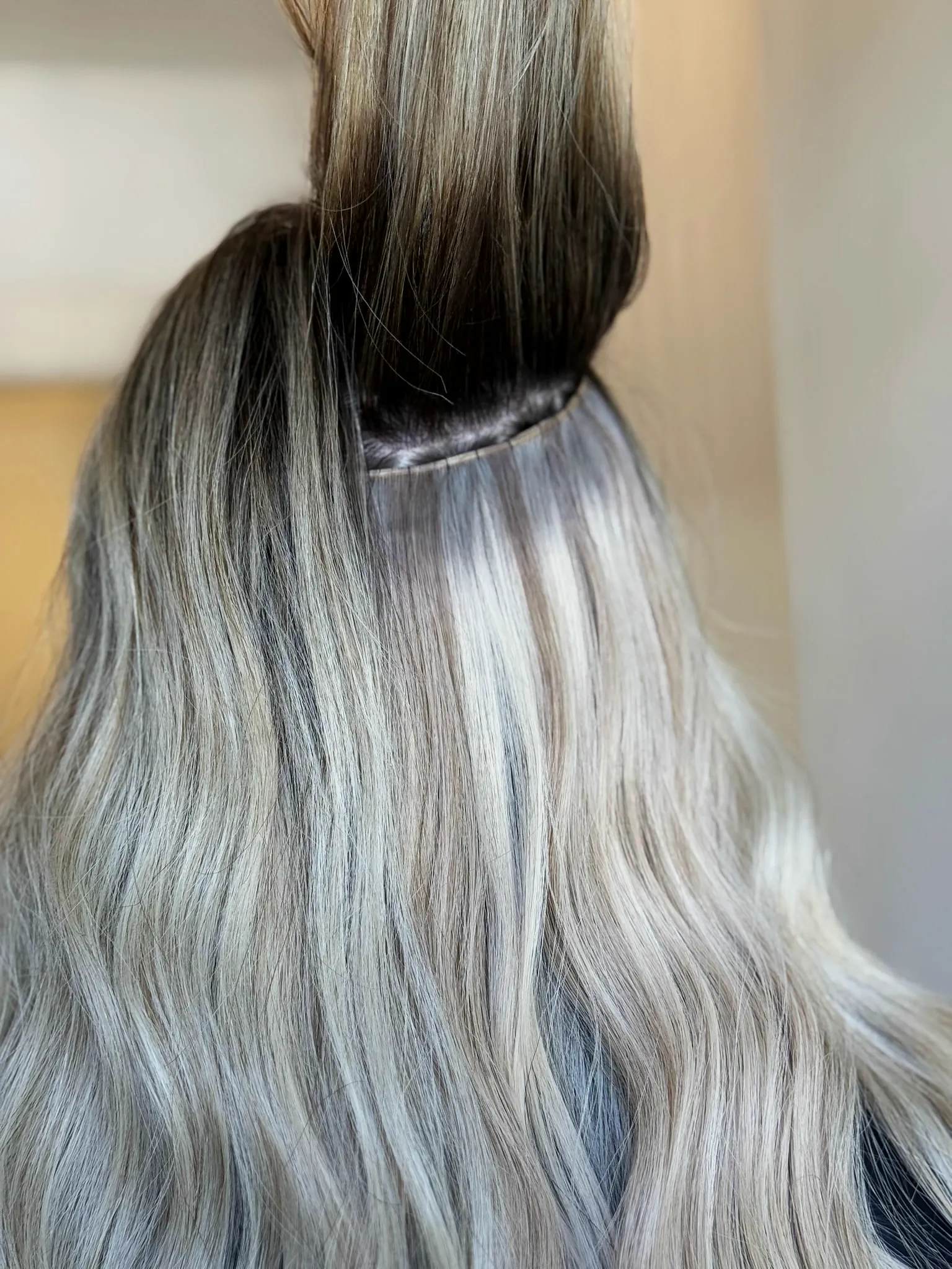 Long, full hair after a BlondeWear extension install